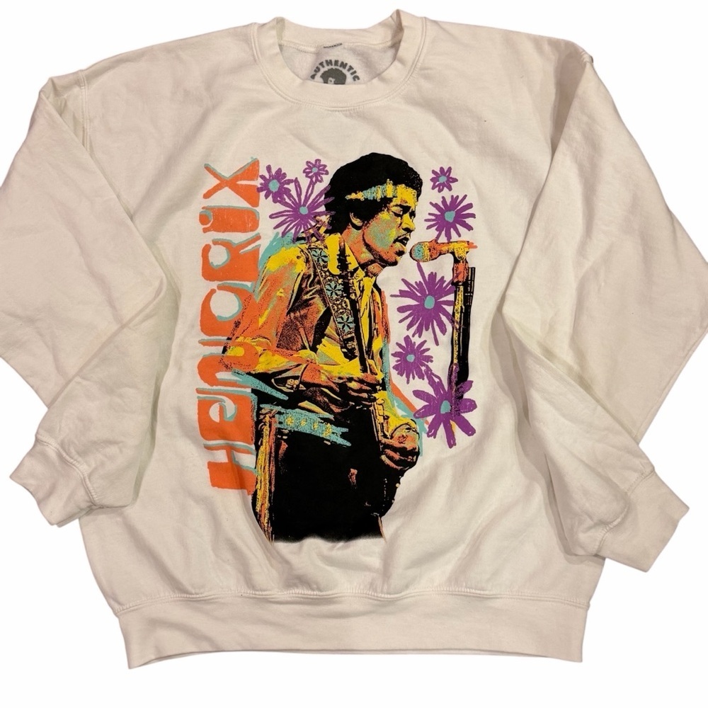 Jimi Hendrix Hoodie Crewneck NEW MEDIUM White